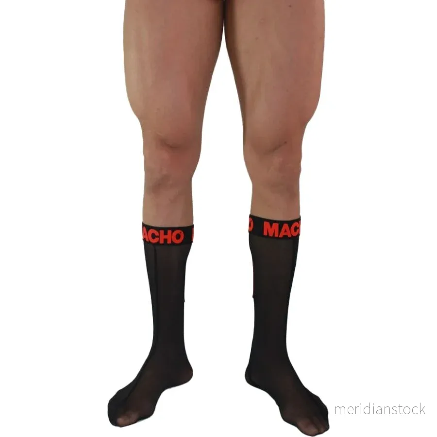 MACHO - THIN SOCKS ONE SIZE BLACK/RED