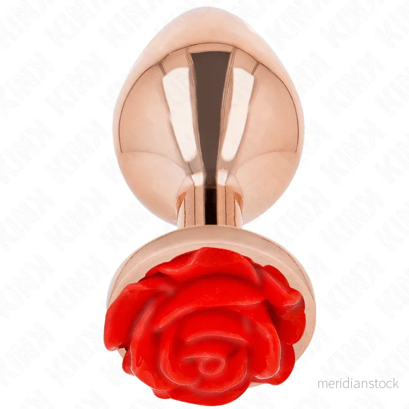 KINK - PINK GOLD ANAL PLUG WITH RED ROSE L - Bild 2