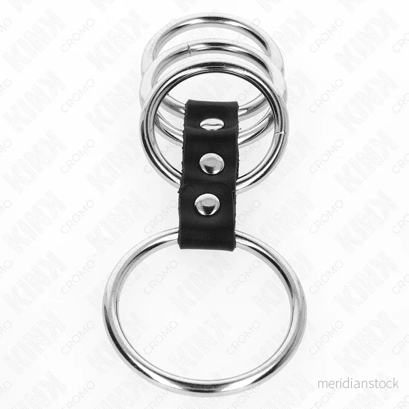 KINK - 4 METAL PENIS RINGS 3.7 CM TO 5 CM CONNECTED BY LEATHER - Bild 2
