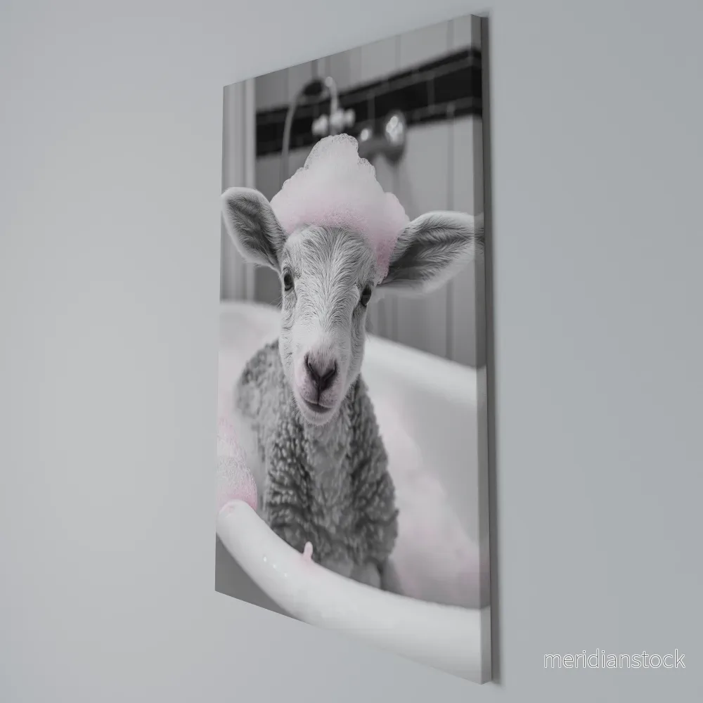 PINK CLOUD BATH TIME Vertical Canvas Print - Bild 3