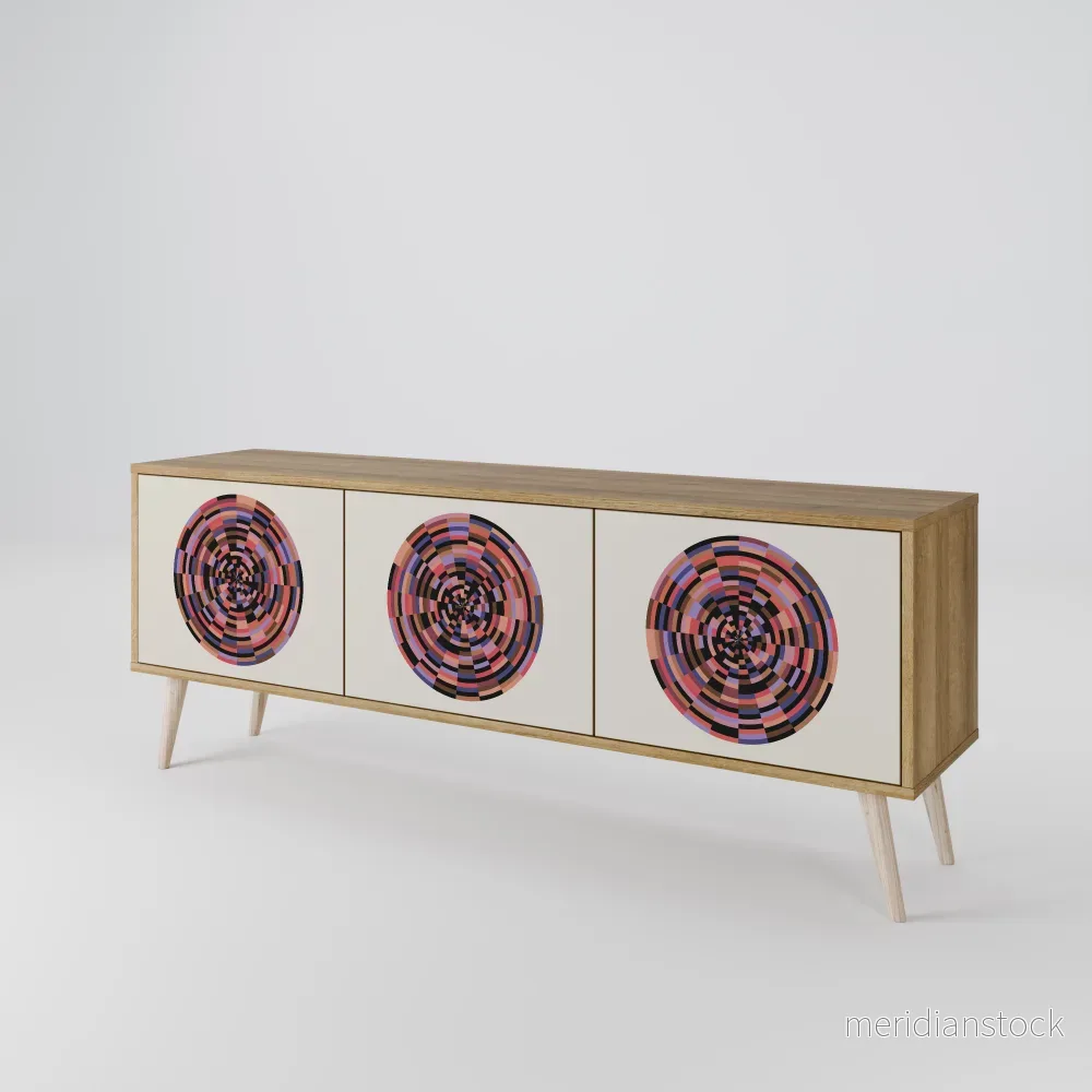 BROWN CIRCLES TV-bänk med 3 dörrar