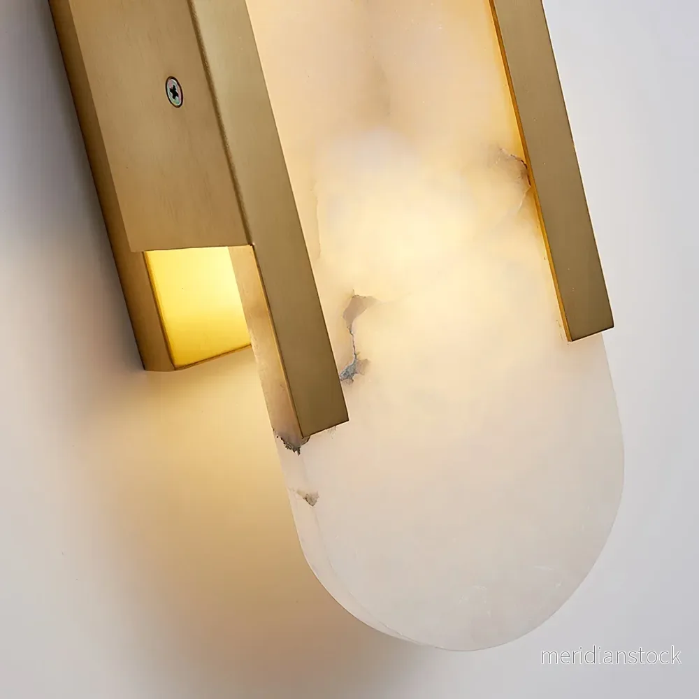 Vägglampa i marmor – alabaster i guld eller svart för sovrum och badrum - Bild 3