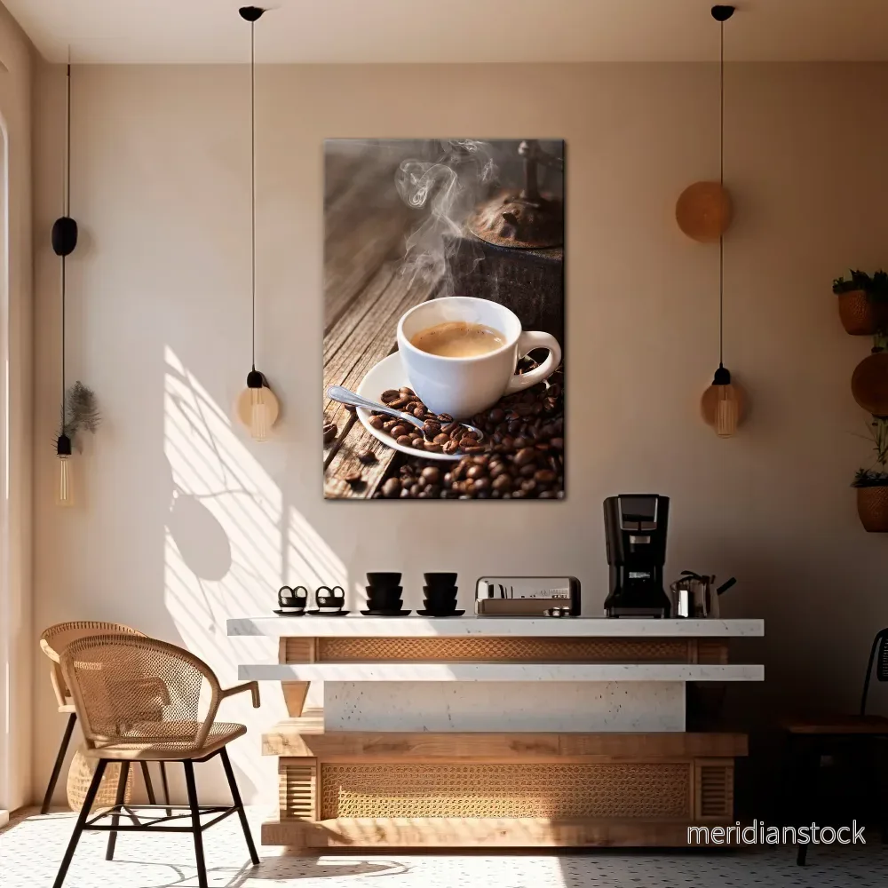 STEAMING BREWED DELIGHT Vertical Canvas Print