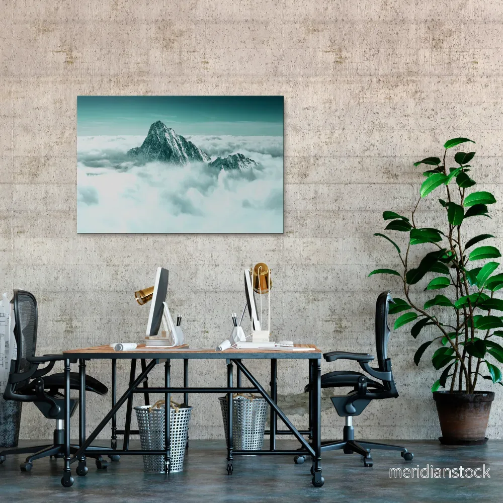 CLOUD-KISSED PEAK Horizontal Canvas Print