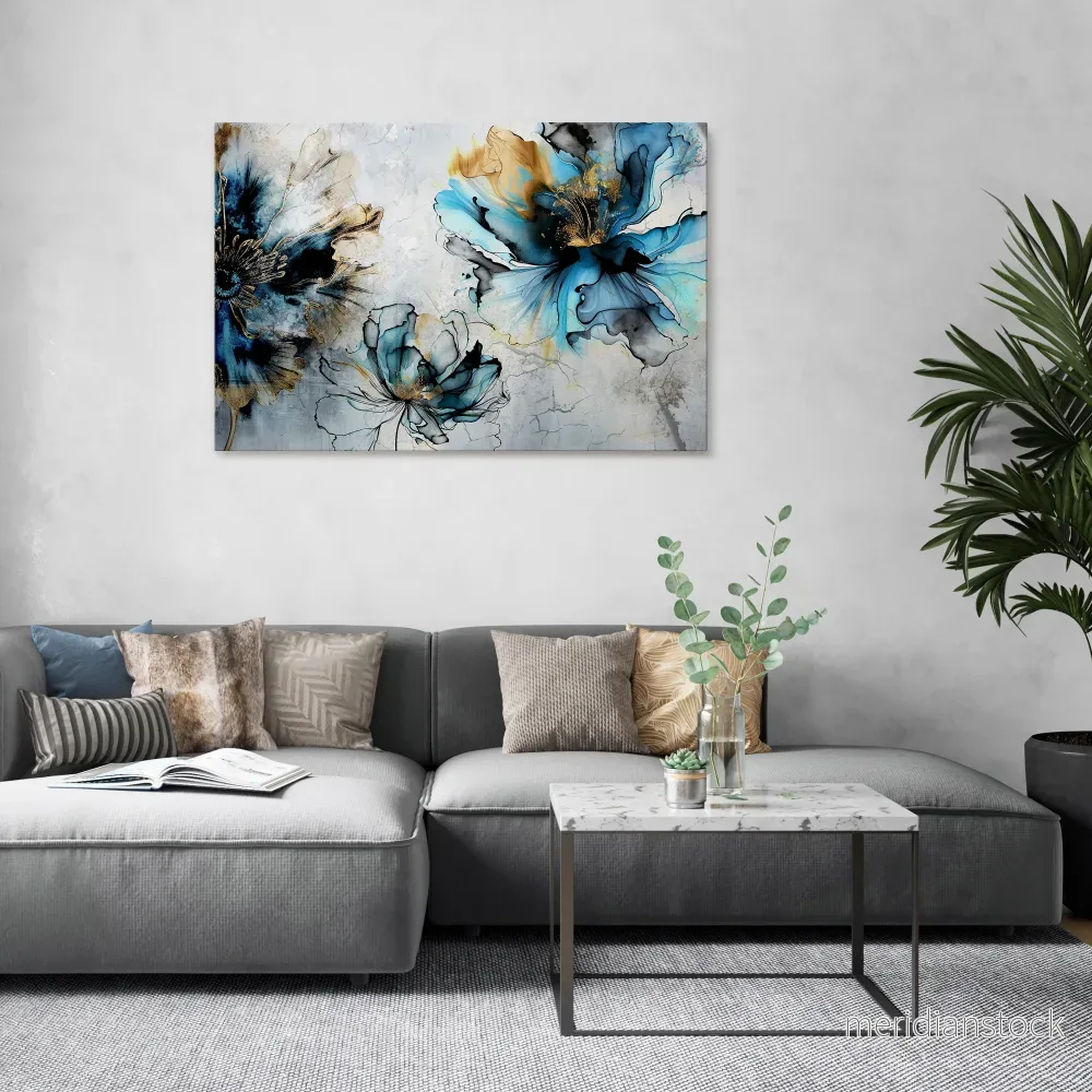 COBALT BLOSSOMS Horizontal Canvas Print - Bild 2