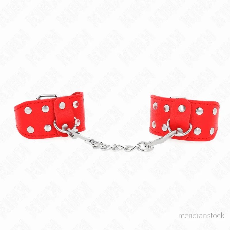 KINK - WRISTBANDS WITH DOUBLE LINE OF ADJUSTABLE STUDS RED