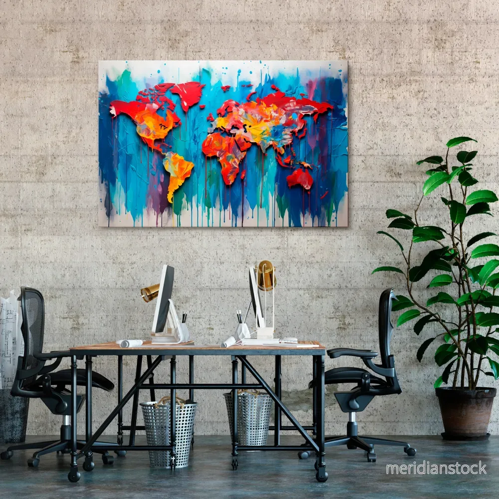 COLORFUL WORLD MAP Horizontal Canvas Print - Bild 2