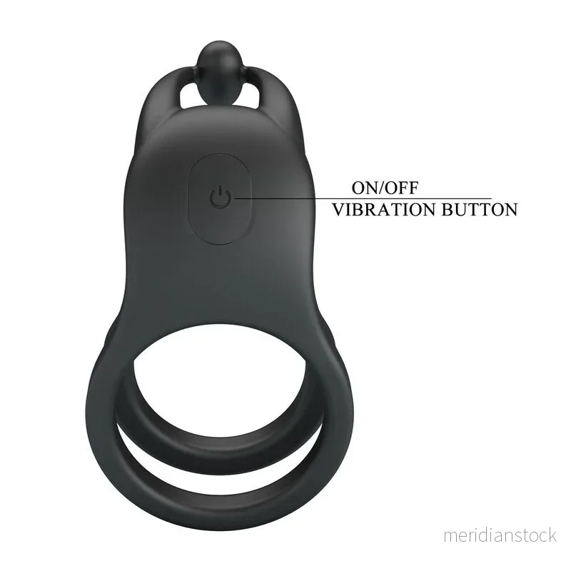 PRETTY LOVE - GOODWIN RECHARGEABLE DOUBLE VIBRATING COCK RING BLACK - Bild 2