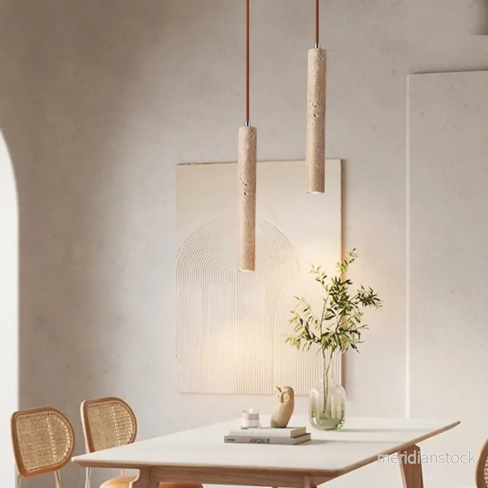 Minimalistisk travertin wabi-sabi-stil LED-kandelaber - LumoLine - Bild 2