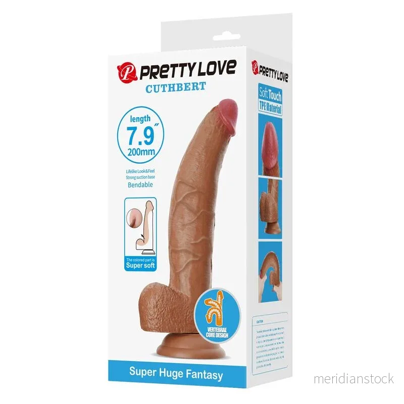 PRETTY LOVE - CUTHBERT REALISTIC FLEXIBLE DILDO 20 CM Ø 5 CM TPE BROWN - Bild 3