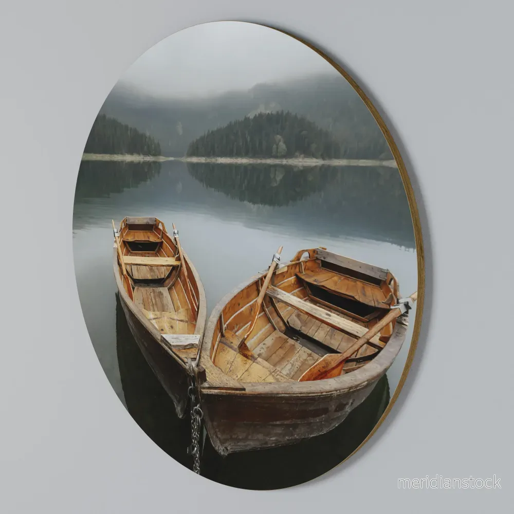 HARMONY OF BOATS Rund väggdekor