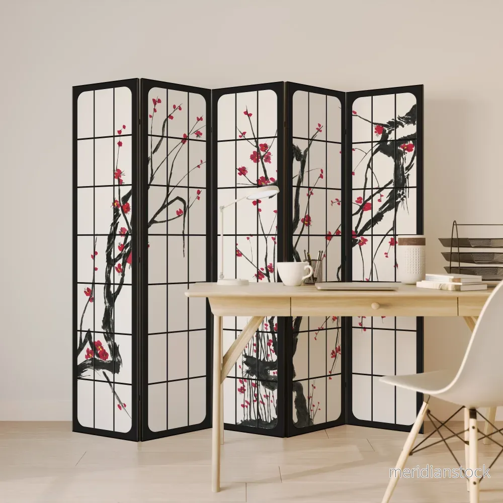JAPANESE BLOSSOMS Dekorativ rumsavdelare – 5 paneler - Bild 3
