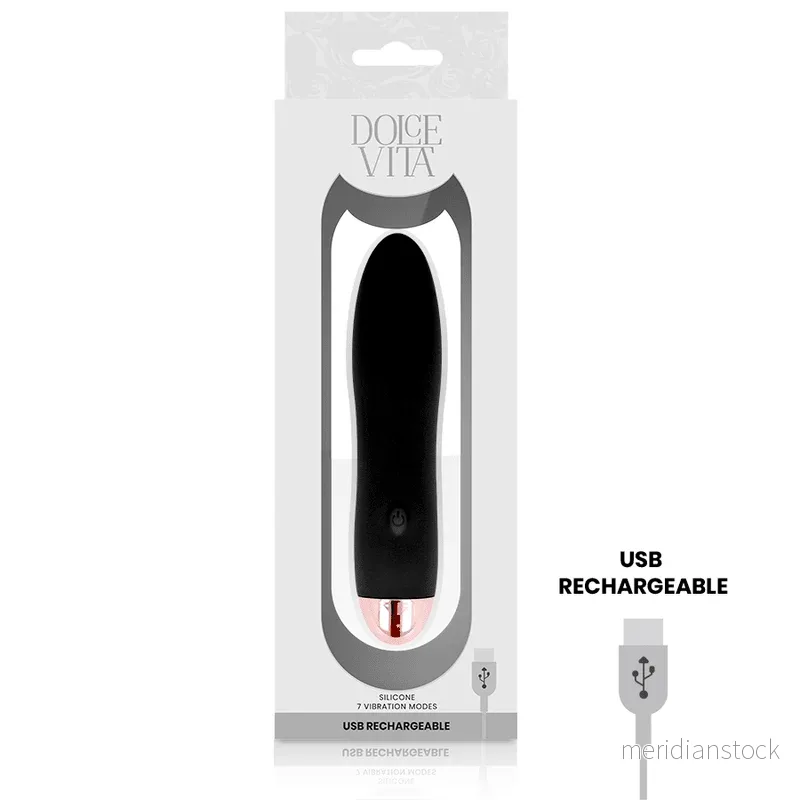 DOLCE VITA - RECHARGEABLE VIBRATOR FOUR BLACK 7 SPEEDS