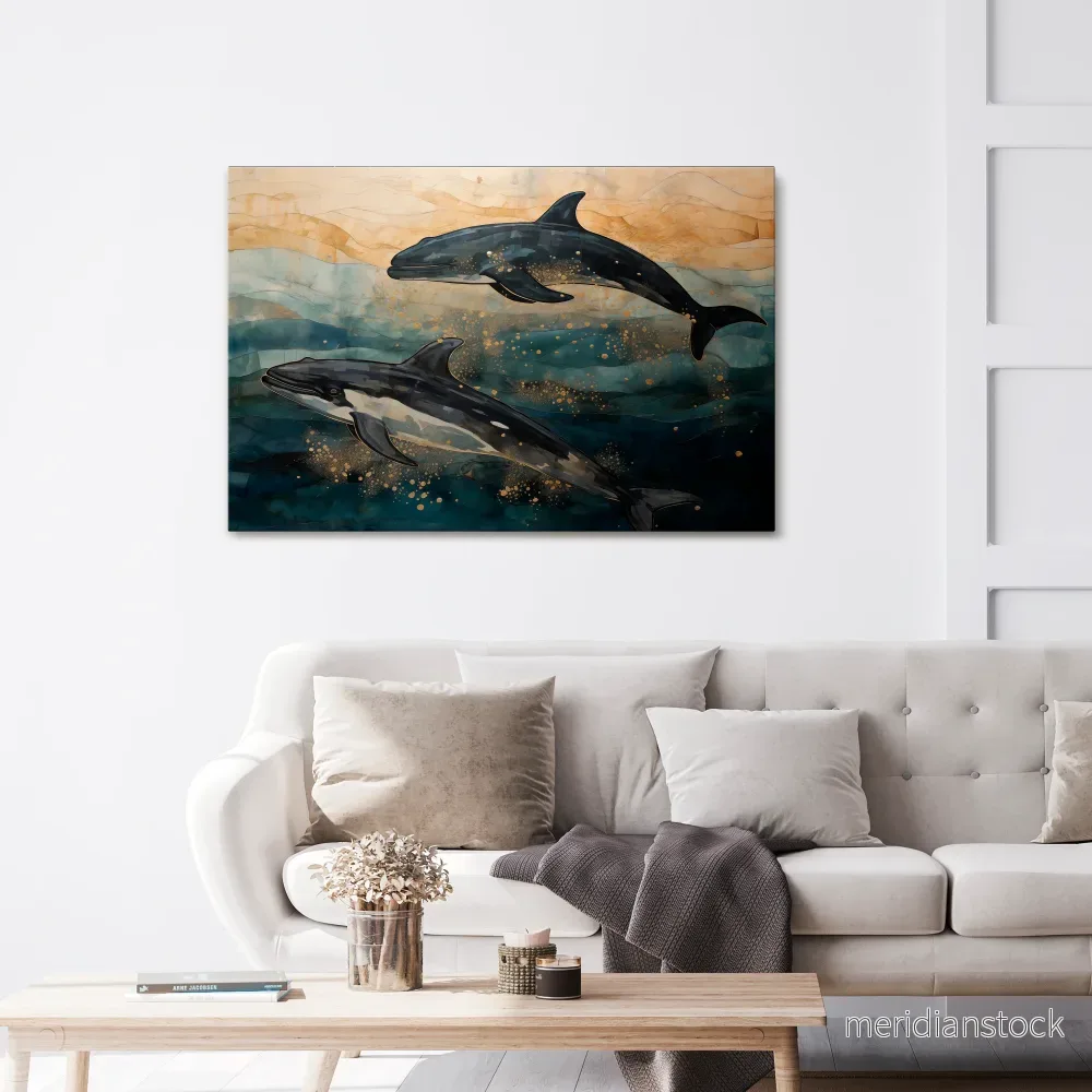 GOLDEN WAVES Horizontal Canvas Print