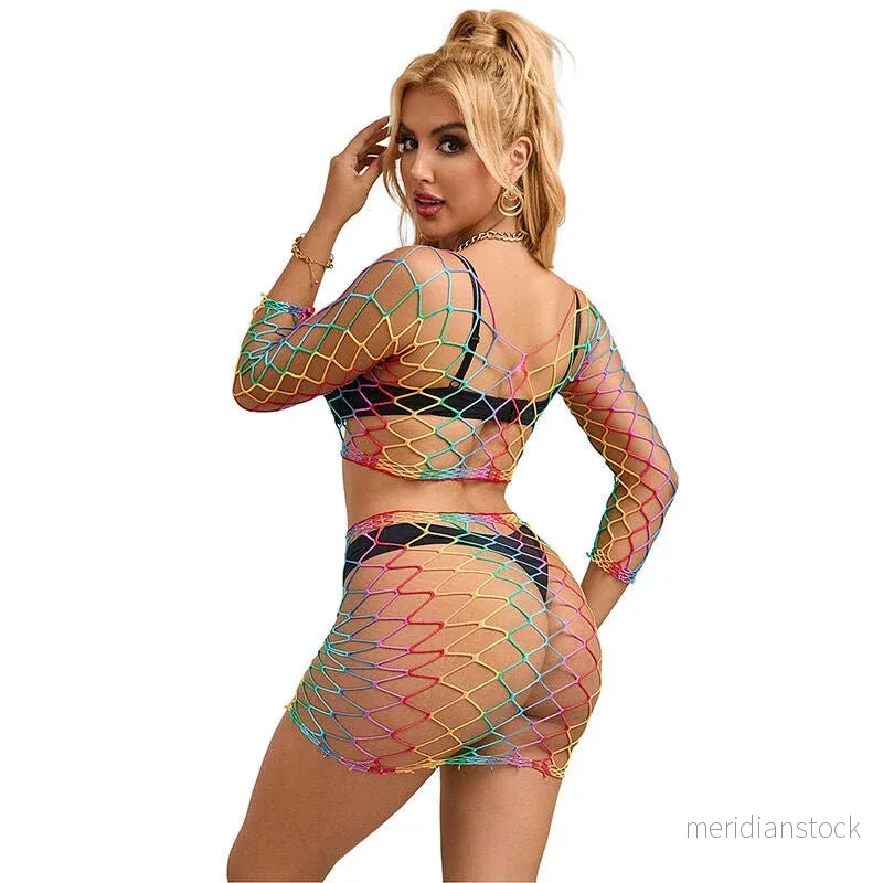SUBBLIME - 952440 2-PIECE FISHNET SET LONG SLEEVE RAINBOW ONE SIZE - Bild 2