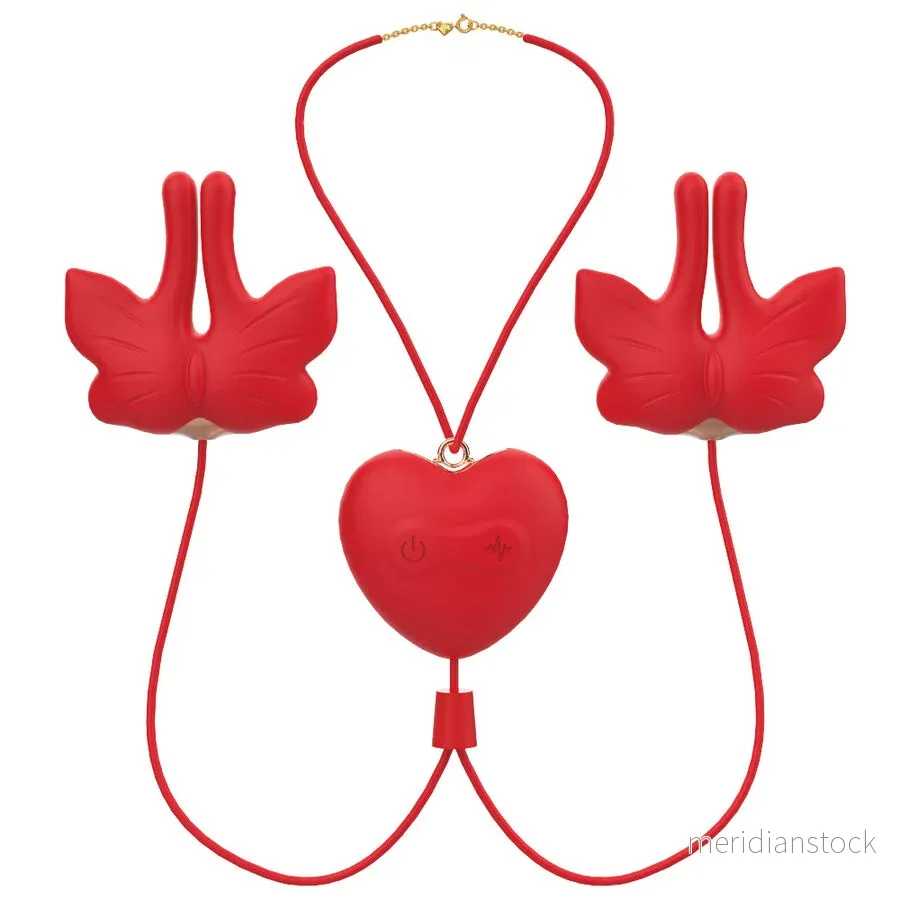 ARMONY - MAGNETIC NIPPLE CLAMPS WITH VIBRATION BUTTERFLY SHAPE RED - Bild 3