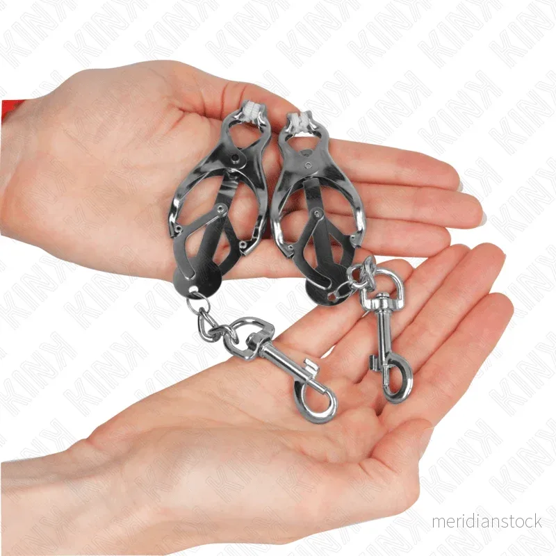 KINK - JAPANESE CLOVER NIPPLE CLAMPS WITH HOOKS SILVER - Bild 3