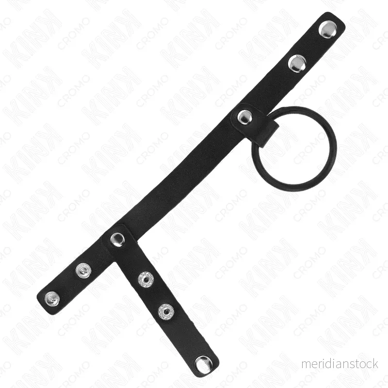 KINK - SILICONE PENIS RING 3.8 CM WITH BALL DIVIDER AND LEATHER STRAP 22 X 1.5 CM - Bild 2