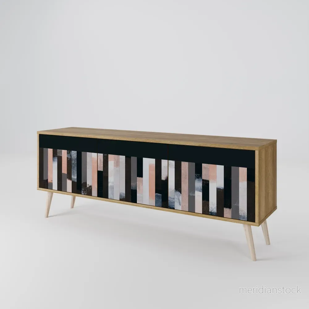 COLLAGE OF RECTANGLES TV-bänk med 3 dörrar
