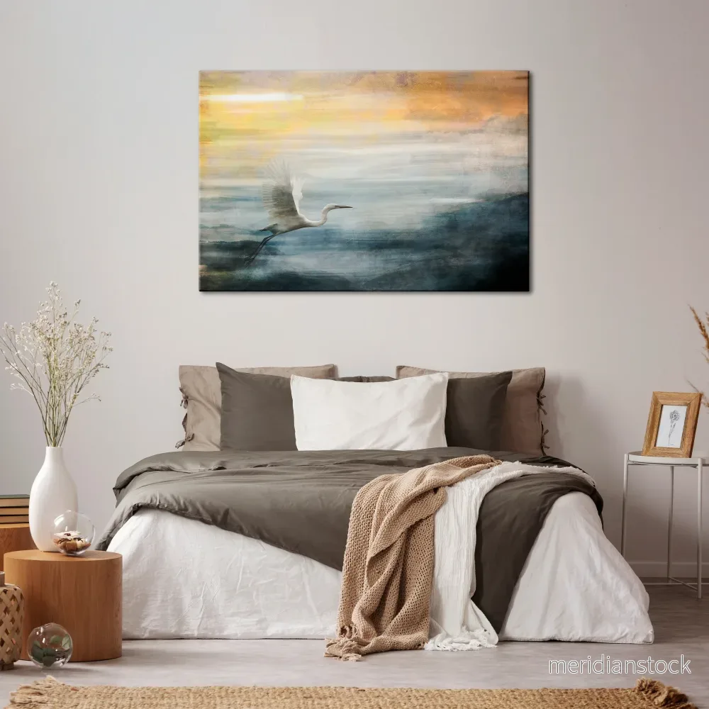 HERON IN FLY Horizontal Canvas Print - Bild 2