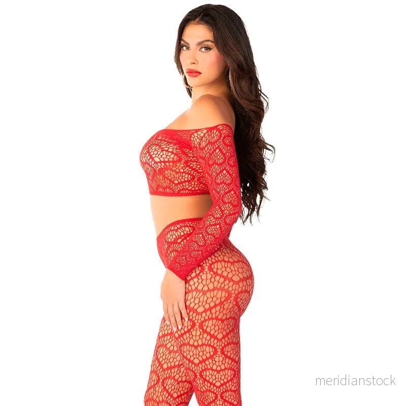 LEG AVENUE - CROP TOP + STOCKINGS RED ONE SIZE - Bild 2