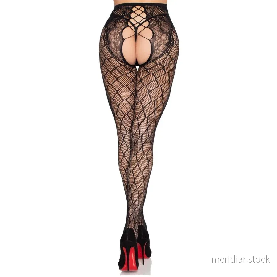 LEG AVENUE - 1966 NET TIGHTS WITH CROTCHLESS PANTY BLACK - ONE SIZE - Bild 2