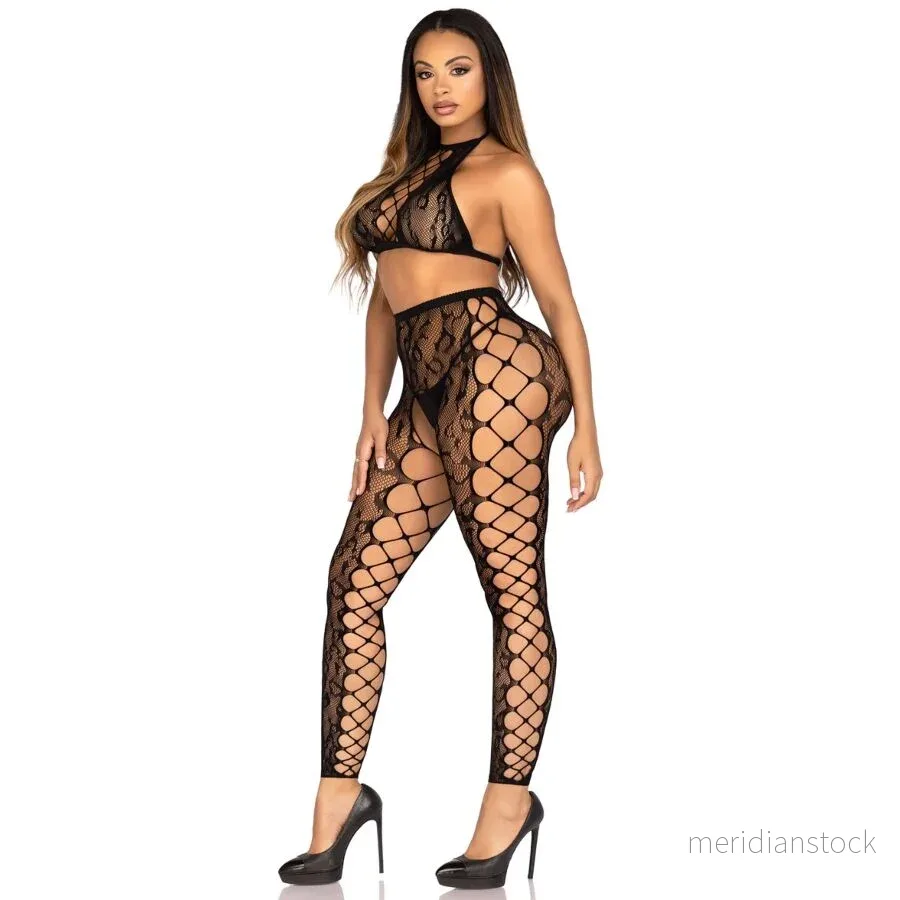 LEG AVENUE - 89372 CROP TOP & CROTCHLESS TIGHTS BLACK - ONE SIZE - Bild 3