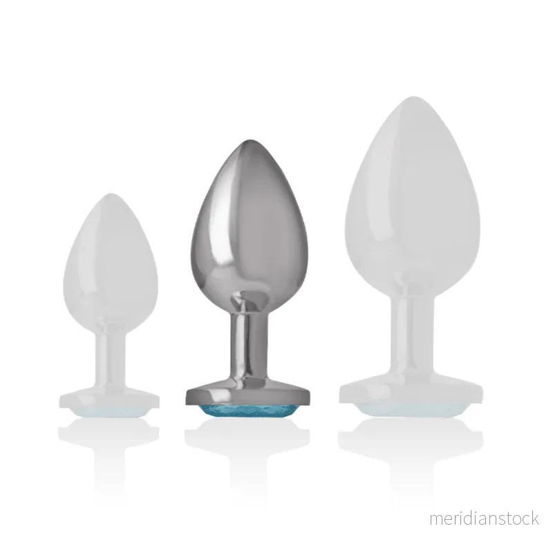 INTENSE - ALUMINUM METAL ANAL PLUG WITH BLUE GLASS SIZE M - Bild 2
