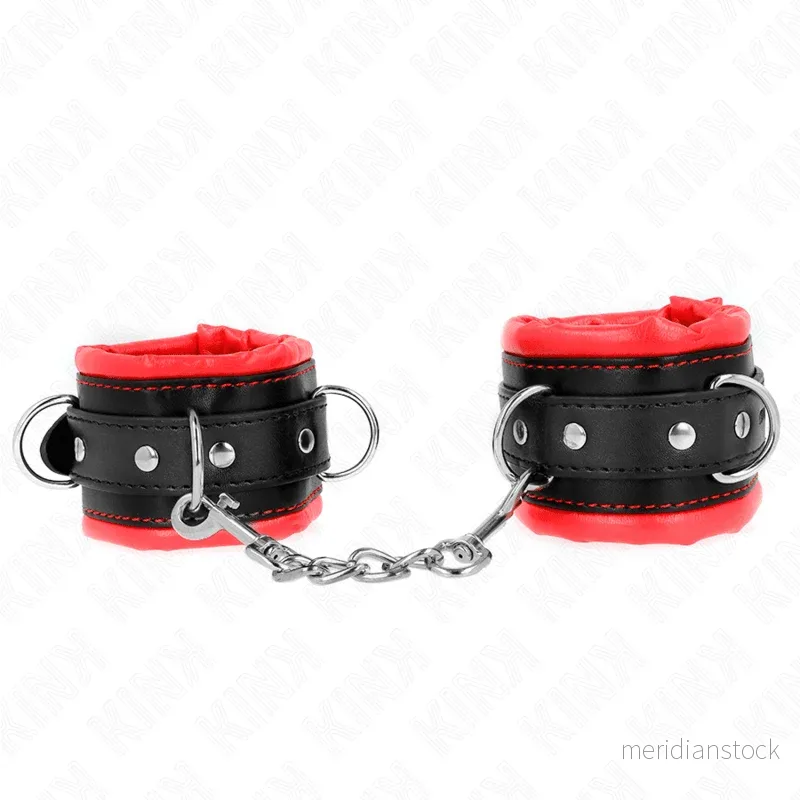 KINK - HEAVY WRIST RESTRAINTS WITH RED FUR LINED ADJUSTABLE 20-30 CM X 6 CM - Bild 2