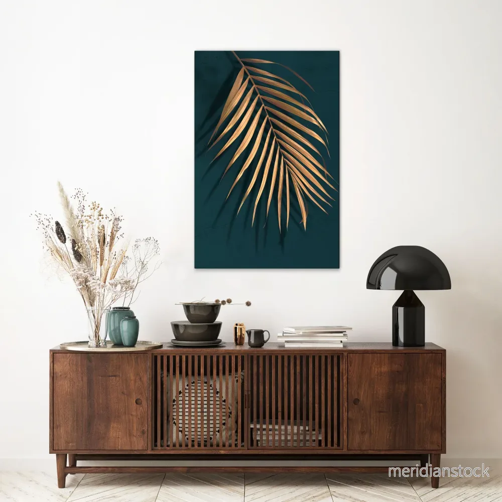 GOLDEN PALM WHISPERS Vertical Canvas Print - Bild 2