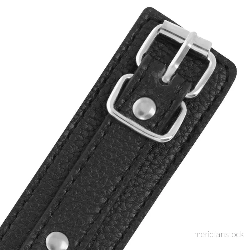 DARKNESS - BLACK TEXTURED LEATHER HANDCUFFS - Bild 2